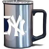 Logo Brands MLB Stripe Fusion Plastic Wall 15oz Stainless Steel Travel Mug (New York Yankees)