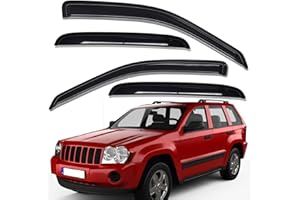Lightronic WV94243 Outside-Mount Side Window Visor Deflector Rain Guard, Dark Smoke Shatterproof, 4-Pieces Set for 2005-2010 Jeep Grand Cherokee