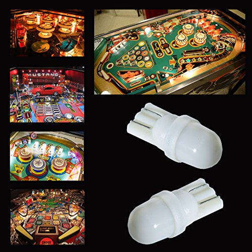 PA 10PCS #44 #47 #1893 #756 #1847 T10 w5w 2 SMD 2835 LED Wedge Pinball Machine Light Top View Bulb 6.3VDC (White)