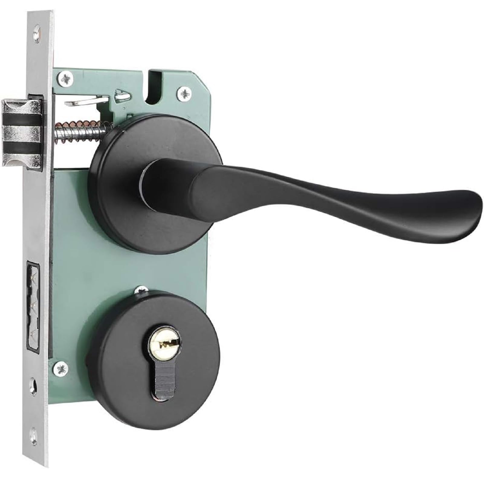 Natudeco Entrance Lever Door Handle Set Household Keyed Locking Door Handle Space Aluminum Bedroom Door Lock Lock Replacement Parts