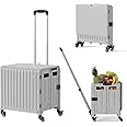Rolling Utility Cart Foldable: 65L Teacher Trolley with Wheels for Classroom Storage Foldable Utility Cart Expandable Rolling Cart with Wheels,Storage Organizer for Home, Easter Gifts & Shopping