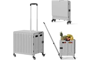 TODAYGO Rolling Utility Cart Foldable: 65L Teacher Trolley with Wheels for Classroom Storage Foldable Utility Cart Expandable Rolling Cart with Wheels,Storage Organizer for Home, Easter Gifts & Shopping