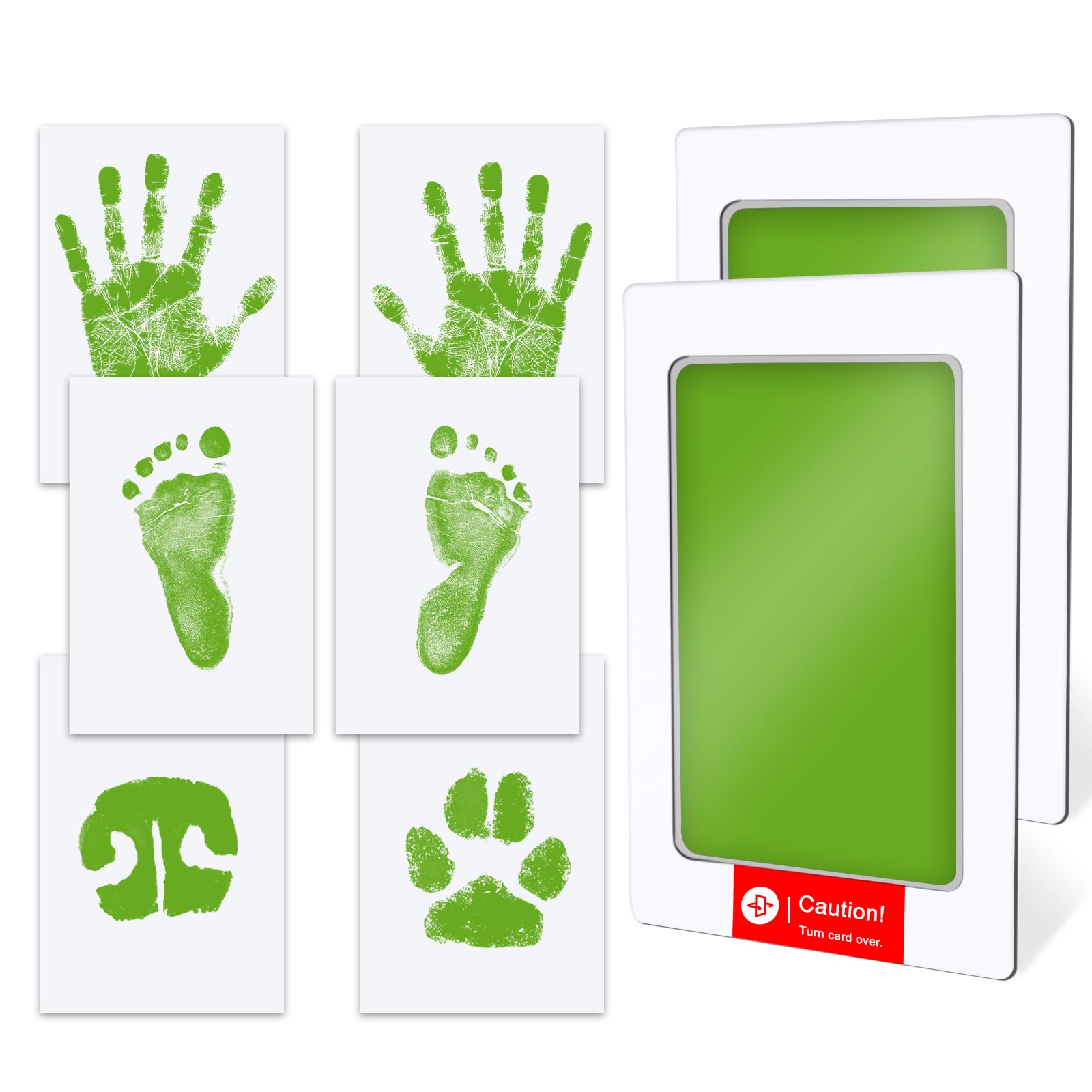 TATUNER Baby Hand and Footprint Kit Inkless - Mess Free Ink Pad, Paw Print Kit for Dogs and Cats, Safe Clean Touch Ink Pads for Newborn Handprints(Light Green, 0-6 Months)