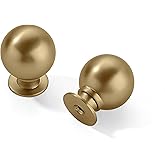 CABDM 10 Pack 1 Inch Vintage Ball Brushed Brass Cabinet Knobs Kitchen Cabinet Hardware Brushed Gold Drawer Knobs Pulls for Dr