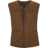 American Trends Renaissance Costume Men Renaissance Vest Costume Medieval Costumes Lace-up Waistcoat Halloween Pirate Vest