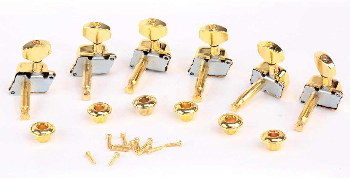 Musiclily 6 in Line Semi-Sealed Guitar Tuners Tuning Pegs Keys Machine Heads Set for Strat Squier Style Electric Guitar Gold - Image 3