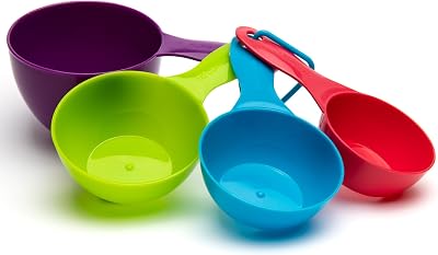 TIJAR Measuring Cups Set 4 Colorful Stackable Liquid Dry Ingredients 65ml 85ml