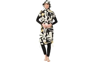 5 Piece Hijab Swimsuit for Women | Water Repellent Top, Leggings, Bonnet, Scarf and Bustier Burkini | Modest Women Clothing