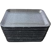 Crafts Foam Trays, 20 Pieces, Rectangle Meat Tray, Food Tray, for DIY Crafts, Printmaking 8 1/4" x 5 3/4" x 1/2" (Black)