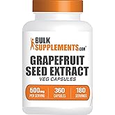 BulkSupplements.com Grapefruit Seed Capsules - Herbal Supplements, Grapefruit Seed Supplements - Vegan, 2 Capsules per Serving (500mg), 360 Count (Pack of 1)