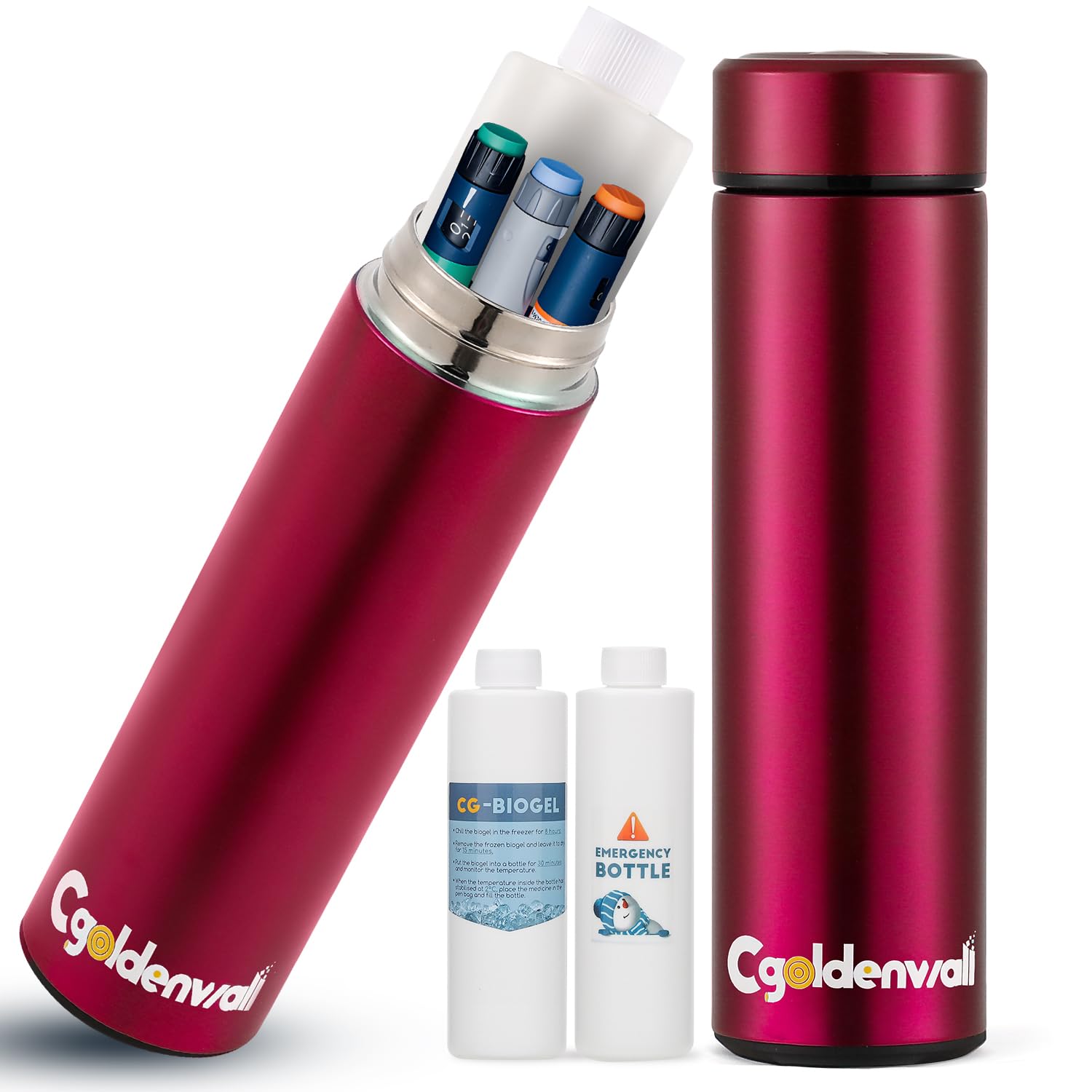 CGOLDENWALL 40H Insulin Cooler Travel Case 2-8℃ Insulated Medicine Bag Portable Medical Box TSA Approved with 2 Ice Pack and Pen Pouch