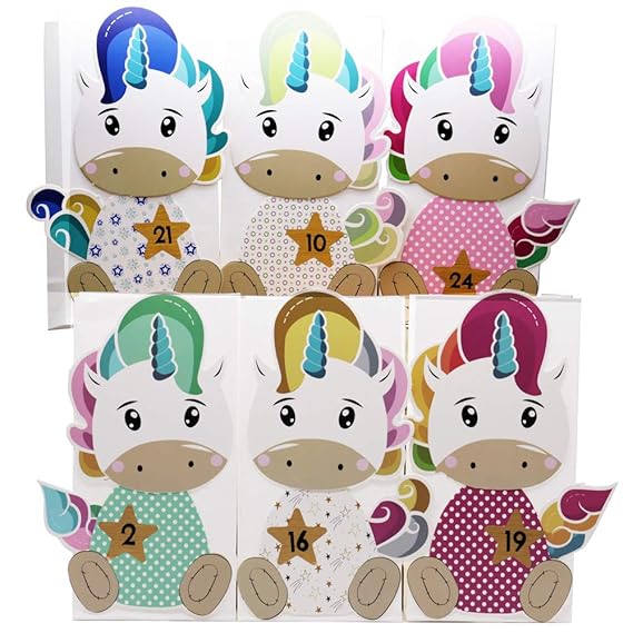 Sinoest Einhorn Adventskalender zum Befüllen Weihnachtskalender zum Basteln mit 24 Adventskalendertüten zum individuellen Ges