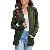 GRACE KARIN Womens Long Sleeve Zip Up Knit Cardigan with Pockets Stand Collar Full Zip Sweater Coats Trendy Fall Jackets