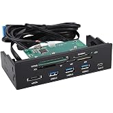 Internal Card Reader, 5.25 inches USB 3.0 Interface Multifunction Internal Card Reader Dashboard PC Front Panel with eSATA and USB 3.1 Port, Support M2, MSO, MS, XD, 64G CF Card