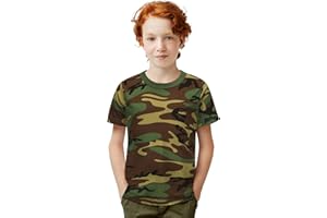 TWCHAS Kids Camo T-Shirt, Lightweight and Breathable Summer Camo T-Shirt for Outdoor Play, Adventure and Everyday Comfort