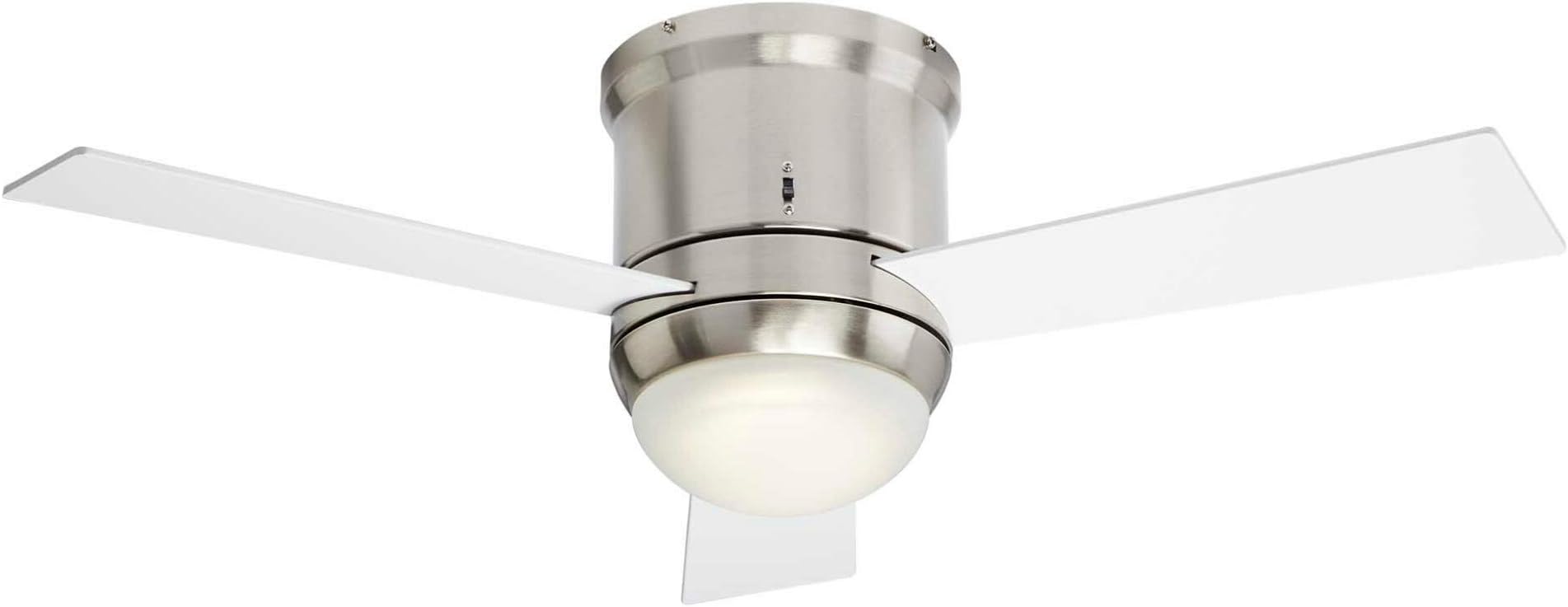 NOMA Ceiling Fan with Light | Dimmable Ceiling Fan with Frosted Glass Dome Light and Remote | Silver, 38-Inch