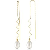 Galaxy Gold GG 14k Yellow Gold Threaded Earrings with Freshwater-cultured Pearl