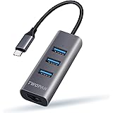 TWOPAN USB 3.0 Hub Ethernet, Aluminum USB C to Ethernet Adapter, 3 Port USB C Hub for Laptop, RJ45 LAN Adapter for 24 inch iM