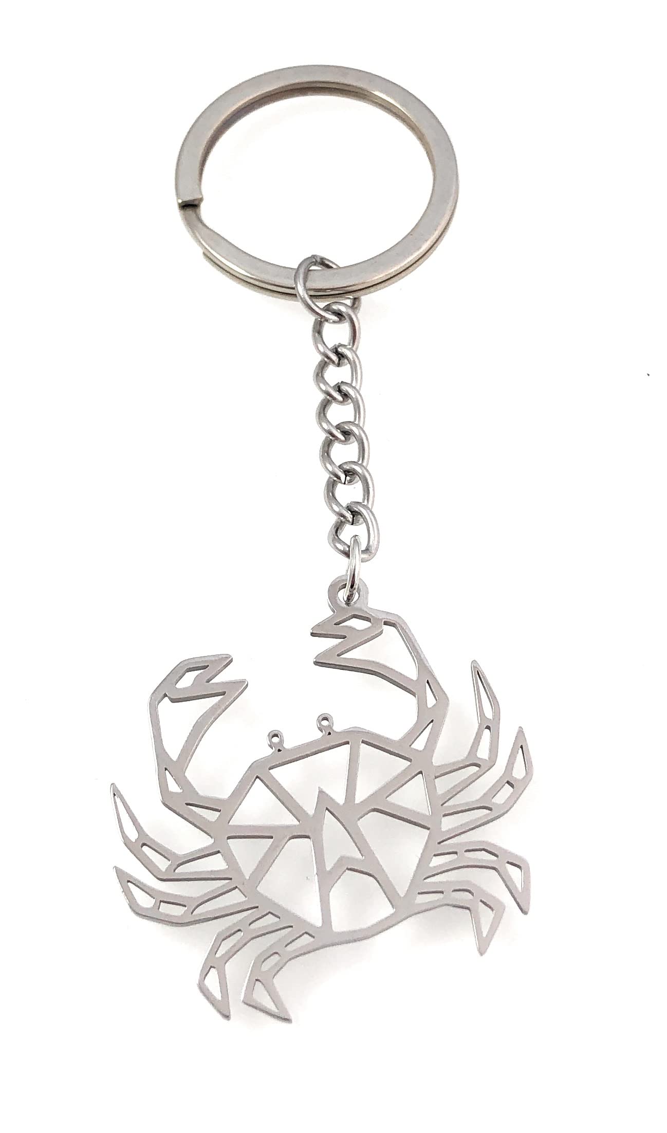 FizzyButton Gifts Crab Keyring Key Ring with Origami Style Stainless Steel Charm