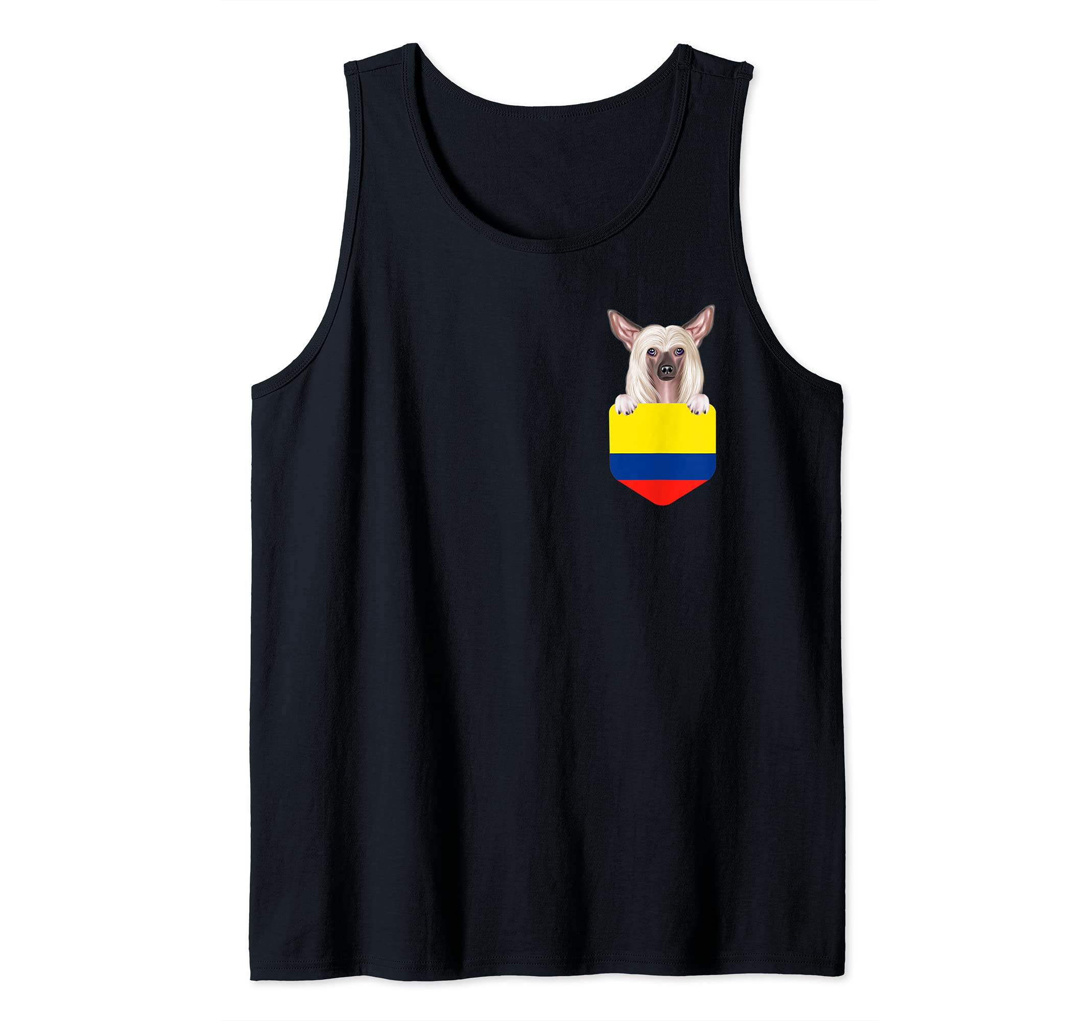 Colombia Flag Chinese Crested Dog In Pocket Tank Top