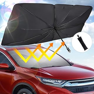 JOYTUTUS Auto Sonnenschutz, UV-Schutz Sonnenschirm mit Sicherheitshammer für Auto Frontscheiben, Faltbares Design Einfache Lagerung für die meisten Autos und SUV, 78 x 142cm