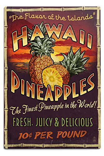 Hawaiian Pineapple Vintage Sign Aluminum Wall Sign