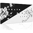 Black White Cherry Blossom Mouse Pad Large Japanese Sakura Death Life Desk Mat 60x35 cm Non-Slip Rubber Base Stitched Edge Large XL Playmat for Gaming Laptop Computer PC Desktop,24x14 Inch