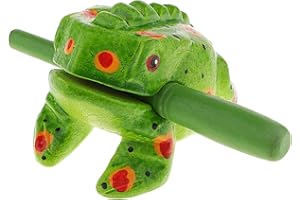 3.5" Wooden Frog Guiro Rasp Instrument - Percussion Musical Tone Block Craft (Painted Green)
