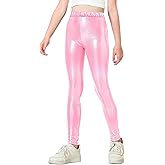 Gnainach Girls Metallic Leggings Stretch Comfort Shiny Mystique Dance Pants for Toddler Kids Teen Yoga Party Workout