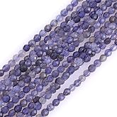 GEM-Inside 2mm Natural Stone Cordierite Quartz Faceted Spacer Small Beads for Jewelry Making 15"