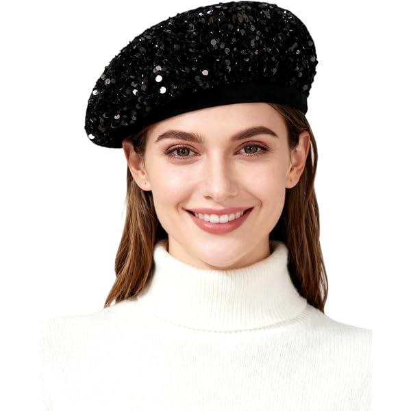 Bling Beret Hats for Women Color Paris Artist Cap 
