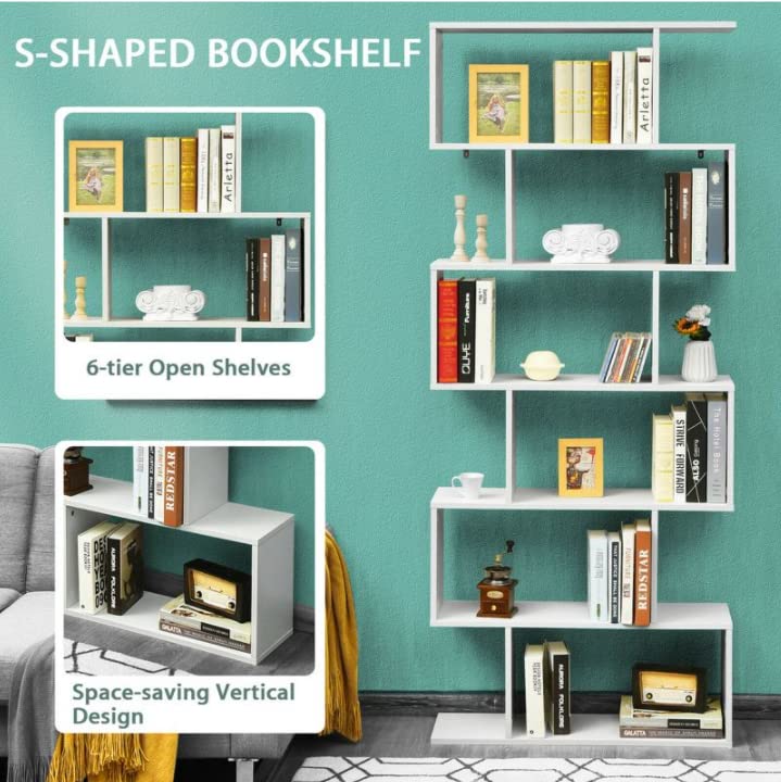 Function Home Geometric Bookcase, S Shaped Bookshelf, Modern