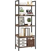NUMENN Bookshelf, 5 Tier Bookshelves, Home Office Bookcase Shelf Storage Organizer, Free Standing Storage Shelving Unit for Bedroom, Living Room and Home Office, Vintage