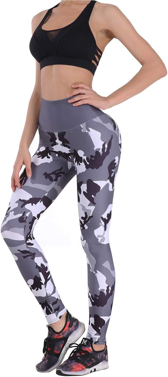 Women's Camo Seamless Workout Leggings Tummy Control-High Waist-4 Ways Stretch Color Block Yoga Pants Gym Fitness