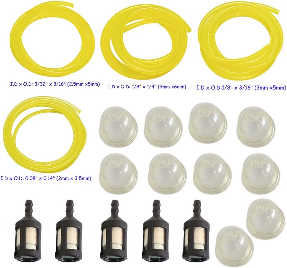 HIFROM ZF-1 Fuel Filter with RY30530 PP031 Fuel Line and 0057003 0057004 Primer Bulb Replacement for Zama Polan Stihl Homelite Ryobi Echo Chainsaw Trimmer Blower