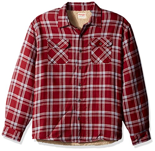 Wrangler Authentics Men's Long Sleeve Sherpa Lined  Shirt Jacket, pomegranate, 3XL