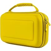 Orzly Carrying Case for Nintendo Switch OLED and Switch Console - Yellow Protective Hard Portable Travel case Shell Pouch for Nintendo Switch Console & Accessories