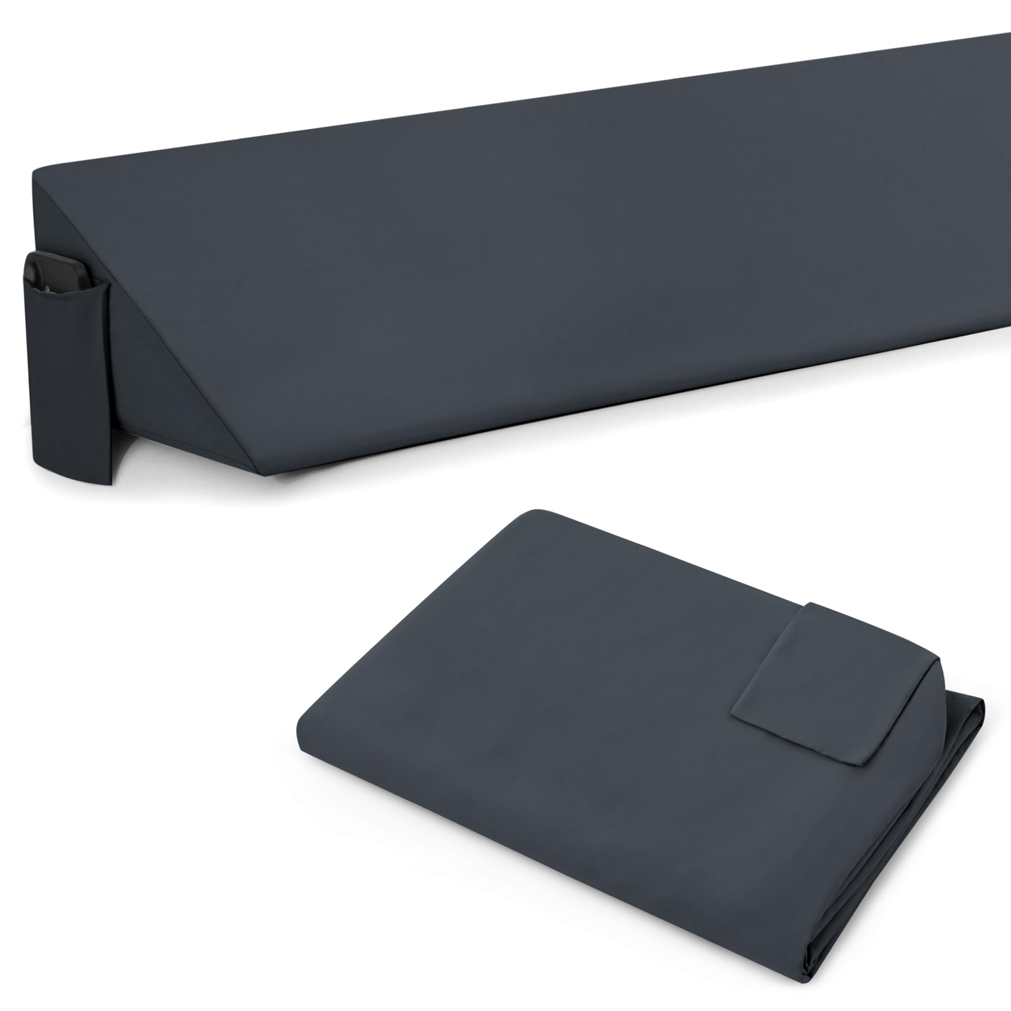 Photo 1 of Horbaunal King Size Bed Wedge Pillow Cover for Headboard Gap, Headboard Wedge Pillow Case Cover Only, 76" x 10" x 6", Dark Grey