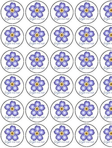 30x Alzheimer's Society Forget Me Not 1.5" (3.8cm) PRE-CUT PREMIUM RICE PAPER Edible Cake Toppers