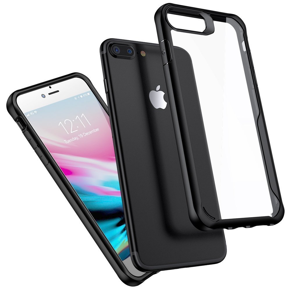 Clear iPhone 7 case,VIEE iphone 7 case Slim Fit Soft TPU Rubber Bumper with Clear PC Hard Back Protective Shockproof Cover for iPhone 6 /6s/7/8 4.7 inch (Black)