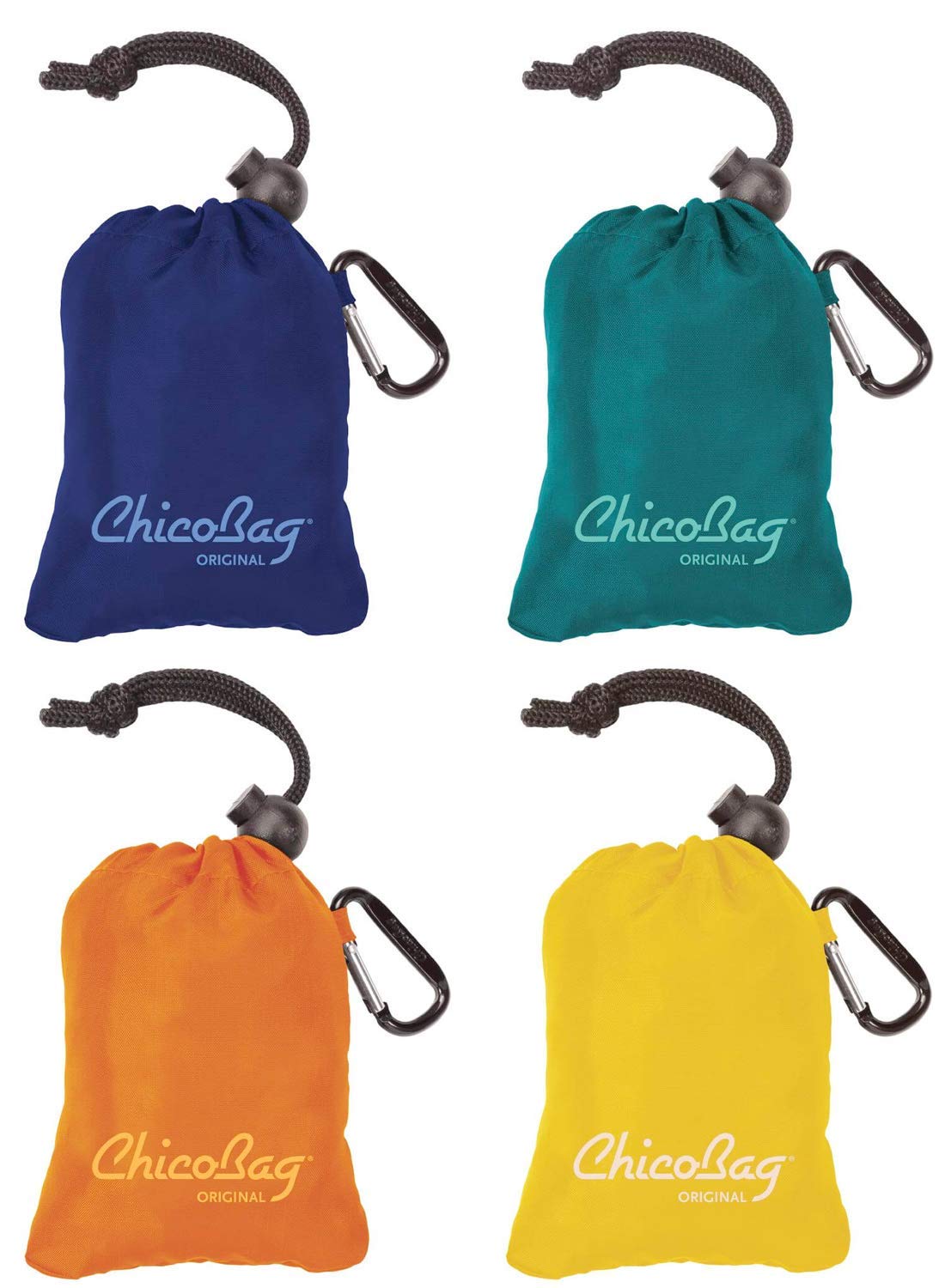 Photo 1 of (missing 2) ChicoBag Original Compact Reusable Grocery Bag w/Attached Pouch and Carabiner Clip | Eco-Conscious Packable Tote | 