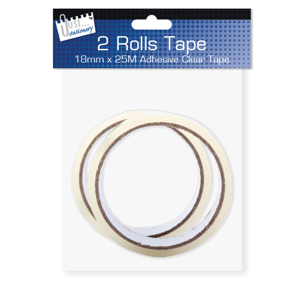 Just Stationery 18mmx25m Tape - Clear (Roll of 2)