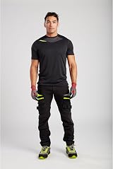 Portwest DX449 Mens Slim Fit Work Trousers Black Hi Vis Cargo Stretch Knee Pad view 4