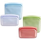 Stasher Premium Silicone Reusable Food Storage Bags, 4-Pack, Rainbow | Multi-Use Food Storage Bags, Lunch Bag, Travel Contain