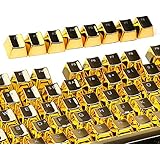 E-Element 104 PBT Double Shot Injection Backlit Golden Metal Color Keycaps for all Mechanical Keyboards with Key Puller