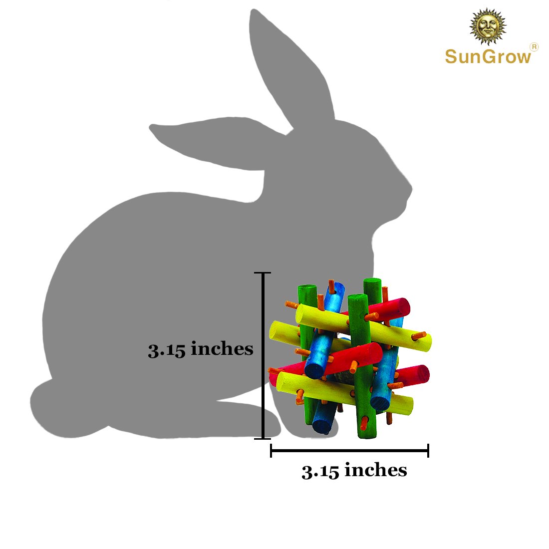 SunGrow Rabbit Wood Knot Nibble Toy: Suitable for Play and Chewing: Bright Colors: Natural Vegetable Dye: Provides stimulation & entertainment: For Rabbits, Guinea pigs & Chinchillas