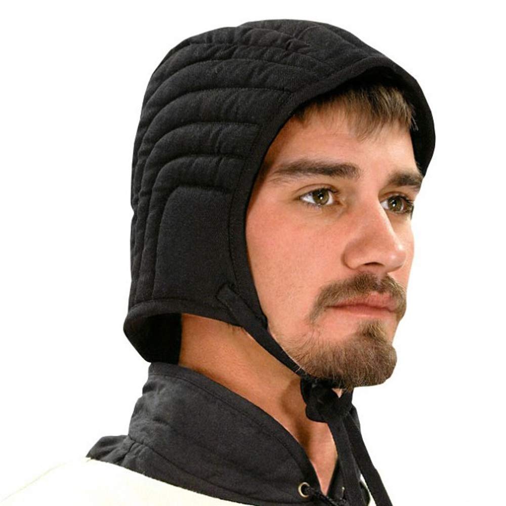AnNafi® Padded Arming Cotton Cap|Protector Under Armor Chainmail Coif Cap for Men, Black, Adult