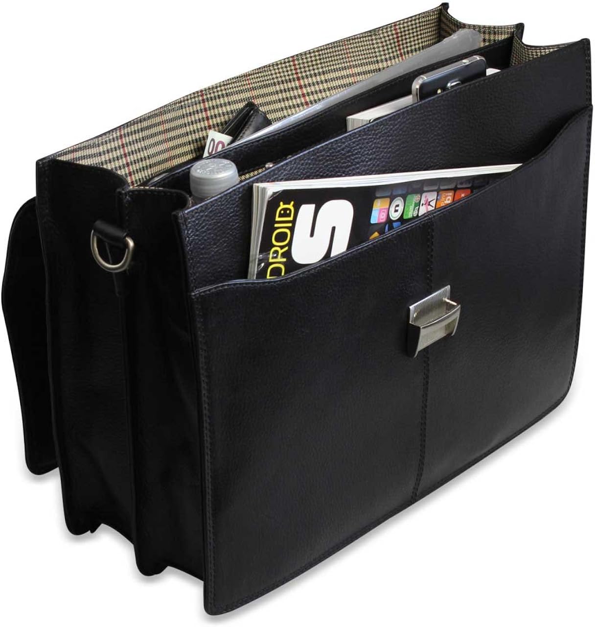 STILORD Business Bag Men's Briefcase Laptop Bag Real Cow Leather Black, 15.6 inch - Image 3