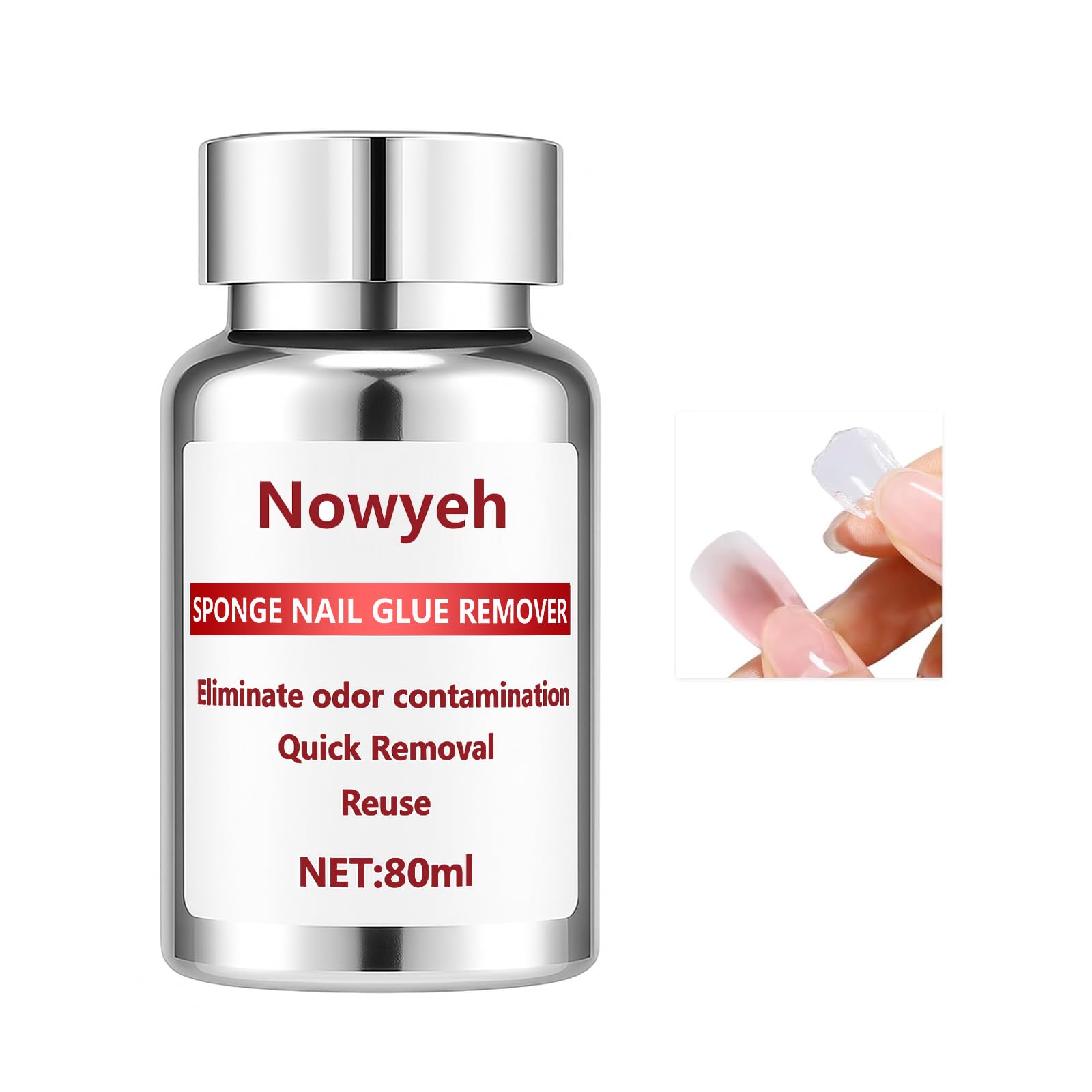 Photo 1 of Nowyeh Nail Glue Remover for Press On Nails, 80ML Fake Nail Remover with Sponge, Quick Soak Off Adhesive Remover for False Tips, Acrylic Nails, Gel X, Solid Nail Glue and nail glue Residue