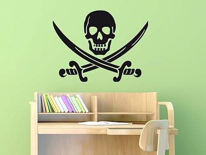 Grazdesign Jungszimmer Wanddeko Wandgestaltung Pirat Piraten Wandtatoo Kinder Babyzimmer Totenkopf Mit 2 Gekreutzten Sabeln Wandtattoo Kinderzimmer Junge 67x50cm 070 Schwarz Amazon De Kuche Haushalt